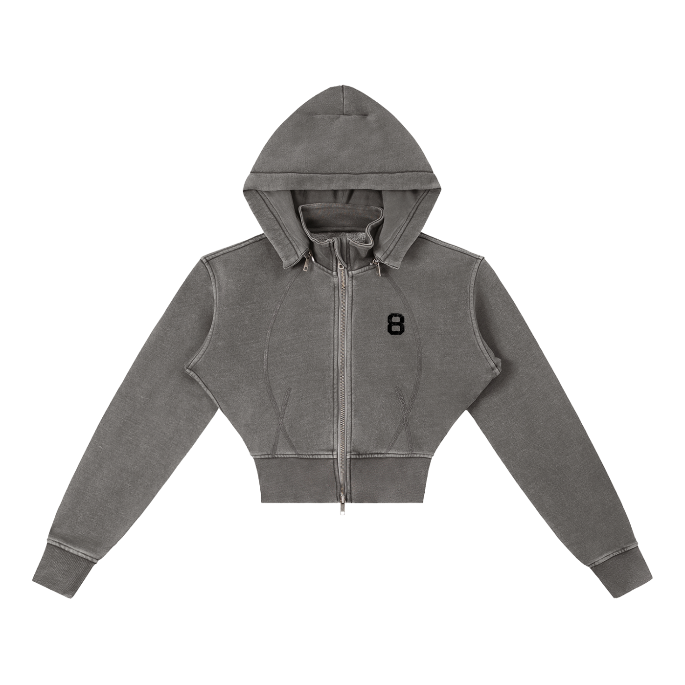 8 Vintage Cropped Zip Up Hoodie