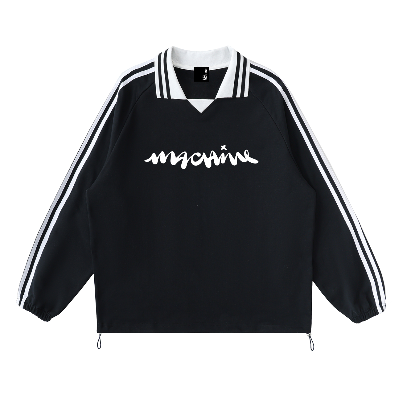 Machine Striped Lapel Collar Sweatshirt