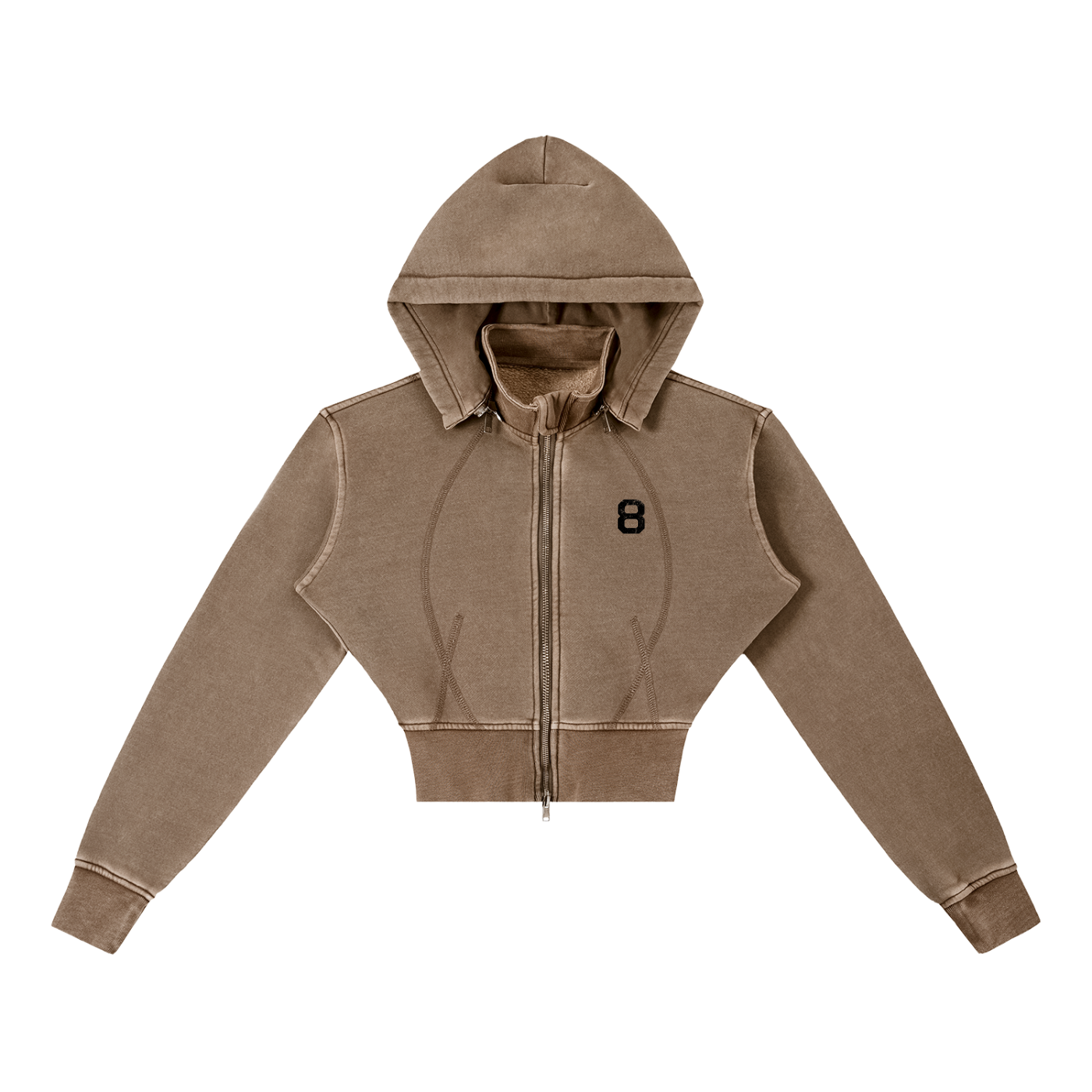 8 Vintage Cropped Zip Up Hoodie