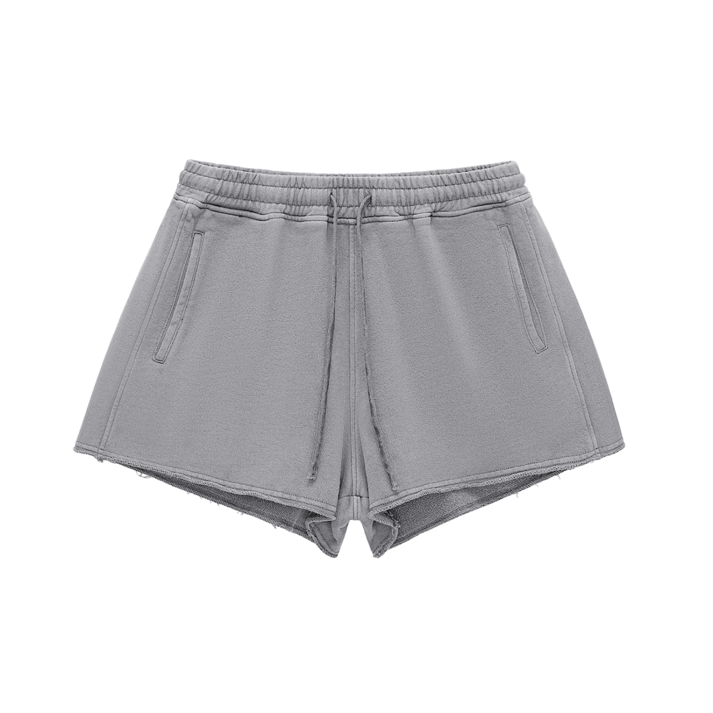 Raw Edge Washed Drawstring Shorts