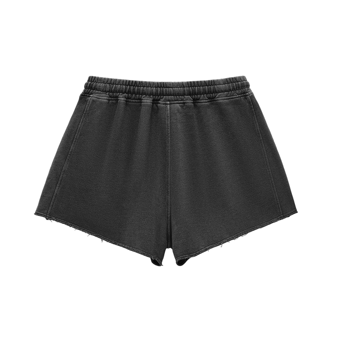 Raw Edge Washed Drawstring Shorts