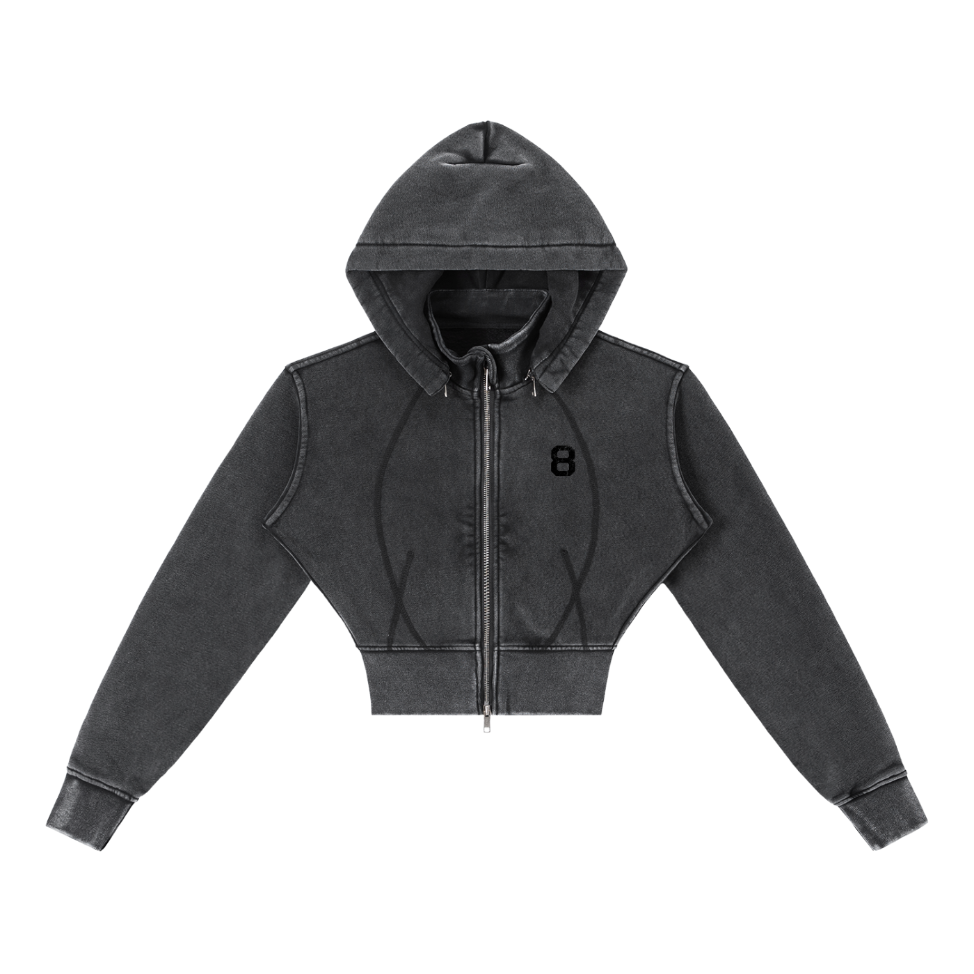 8 Vintage Cropped Zip Up Hoodie
